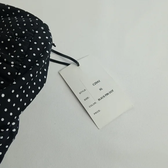 Unique Vintage XL 50'S STYL BEACH BABE Women's Swim Suit NWT BLACK W/ WHITE DOTS - Picture 15 of 16